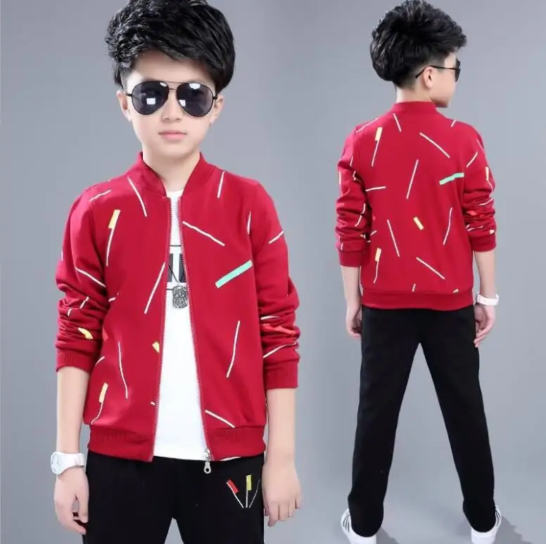 Весенне-осенний костюм из двух предметов для мальчиков куртка-кардиган больших