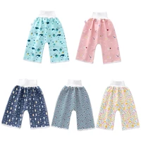 comfy child diaper skirt shorts 2 in 1 anti bed wetting washable cotton potty training nappy pants waterproof bed clothe