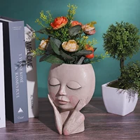 creative planters pots resin head vase succulent planter flower vase creative face statue home garden decor sculpture