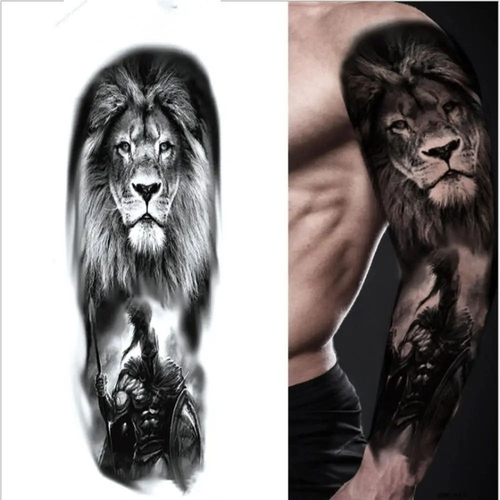 1 шт большой татуировки рукава Лев с проектом король розовое Водонепроницаемый
