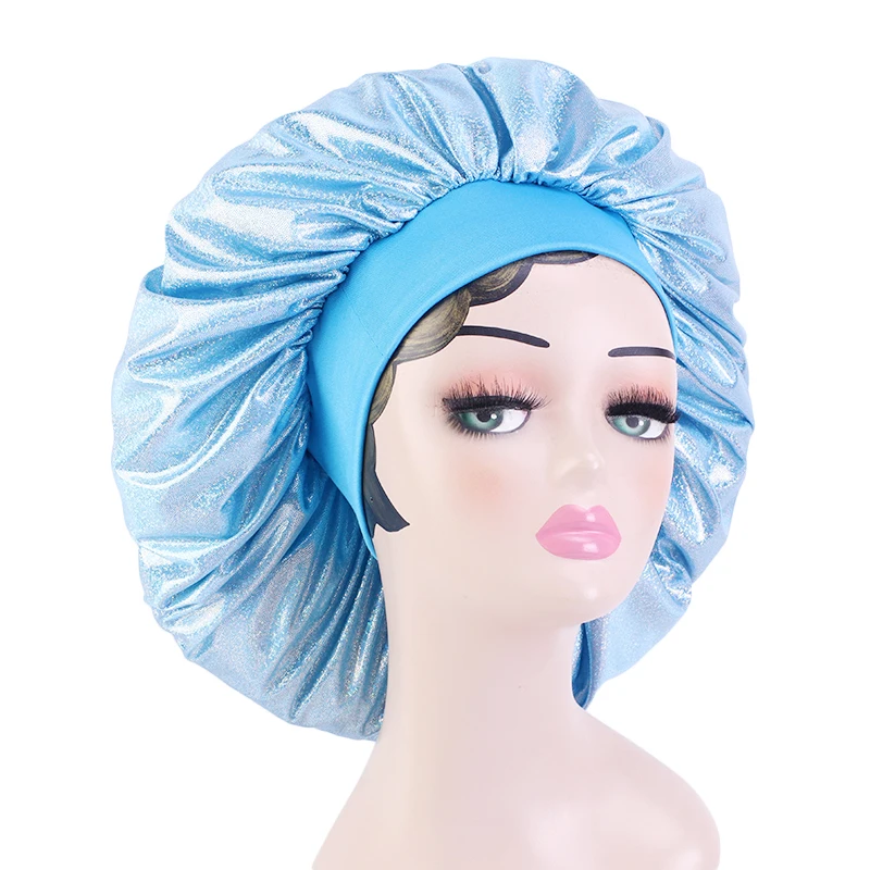 

Styling Extra Large Hair Cap For Sleeping African Night Turban Printed Elastic Artificial Silk Chemo Bonnet Satin Round Hat