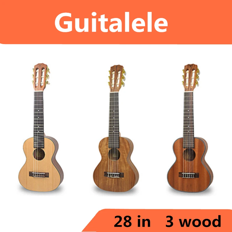 Акустическая укулеле Guitalele 28 дюймов гавайская мини гитара 6 струн из красного