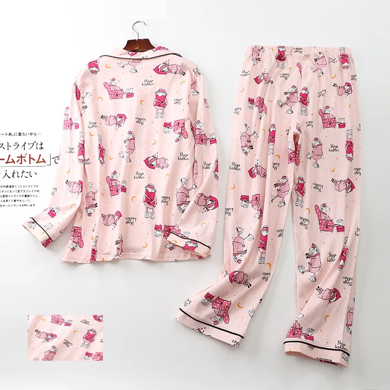 Пижамный комплект с мультяшными розовыми овчинами пижамы для пары мужчин и