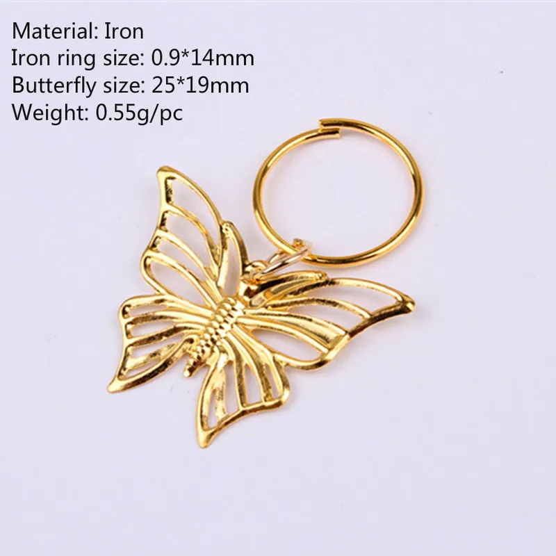 5Pcs Hair Braid Hollow Butterfly Dread Dreadlock Beads Clips Rings for Styling Accessories Adjustable Inner Hole |