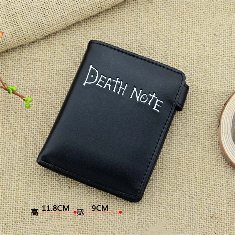 Купи New Death Note Anime Black PU Leather Wallet Men Women Card and Photo Holder Purse Short Design Coin Purse for Cosplay Gift за 203 рублей в магазине AliExpress