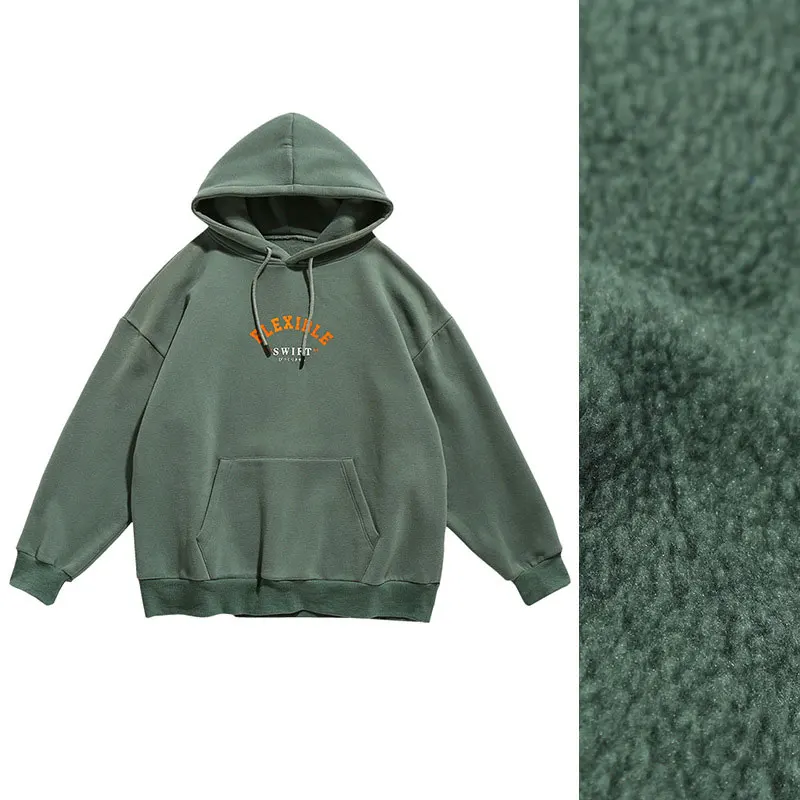 

Casual Letter Hoodie Men Tops Fashion Plus Fleece Loose Autumn Winter Sweatshirt Solid Trend Korea Male Hooded Pullover 2020