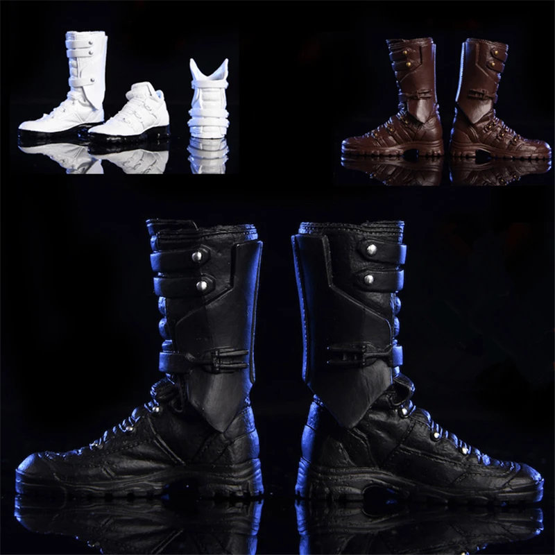 

1/6 Scale Male Solider Solid Shoes Fashion Combat Boots Model With Feet Inside for 12'' Man Action Figure Body