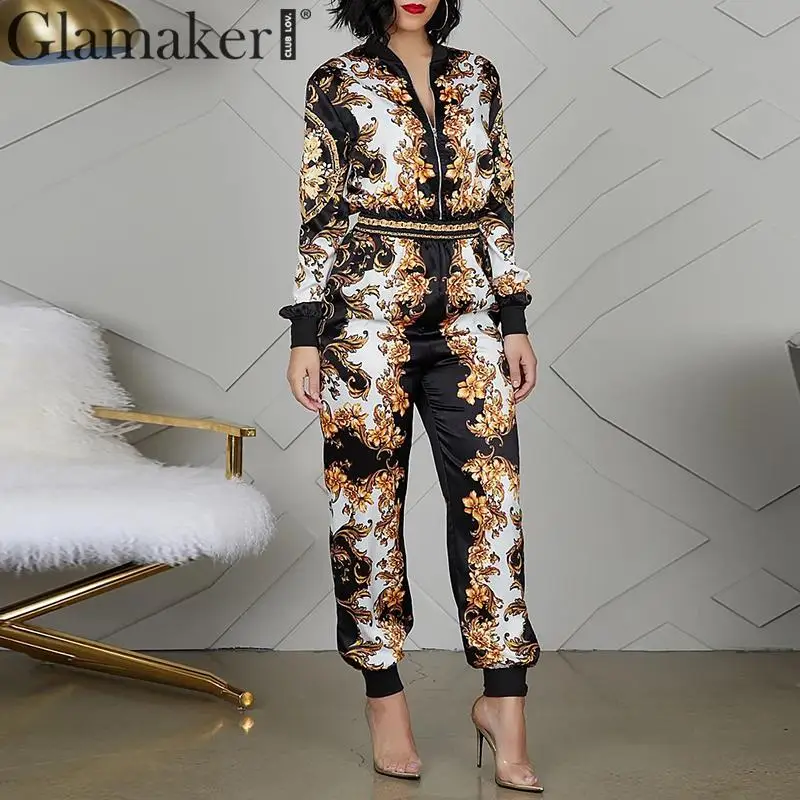 Женский комбинезон с длинным рукавом Glamaker элегантный облегающий клубный на