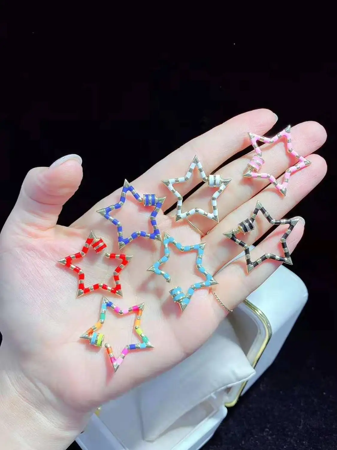 

4 шт, радуга цвет звезды эмаль Винт Застежка модные ювелирные изделия застежка, аксессуары