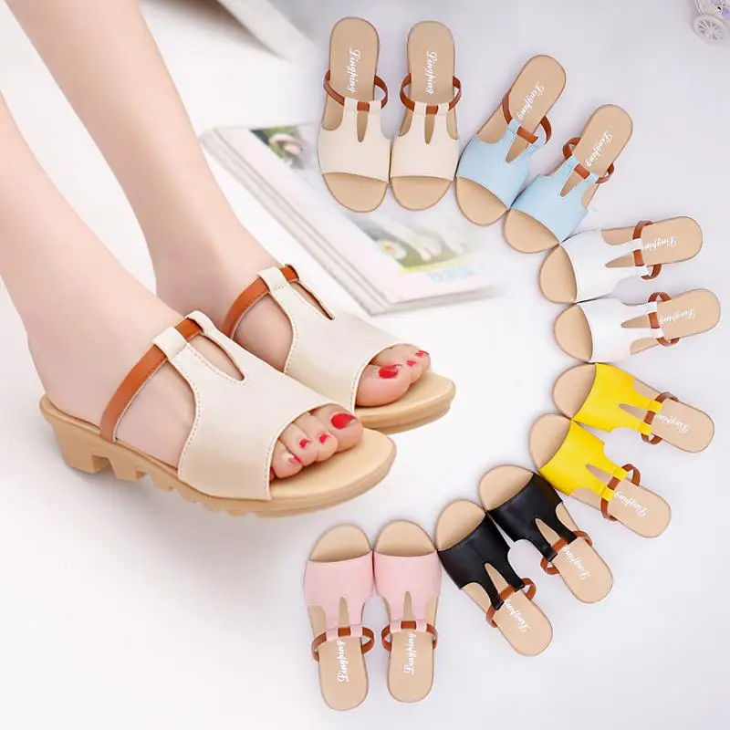 

Summer Women'S Shoes, Flip-Flop Sandals And Slippers, Women'S Flat-Bottomed Non-Slip Korean Fashion Slope Heels Soft-Soled Shoes