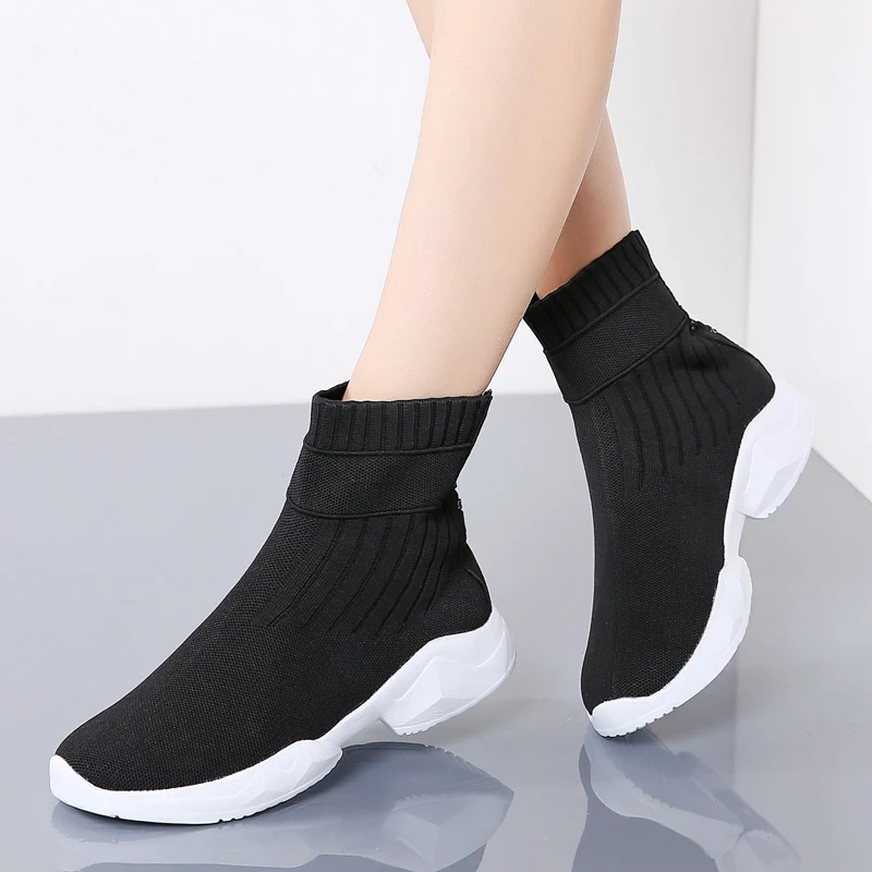 

Women's High Top Sock Boots Slip on Winter Warm Sneakers Zapatos De Mujer Walking Jogging Loafers Comfortable Womens Shoes Plush