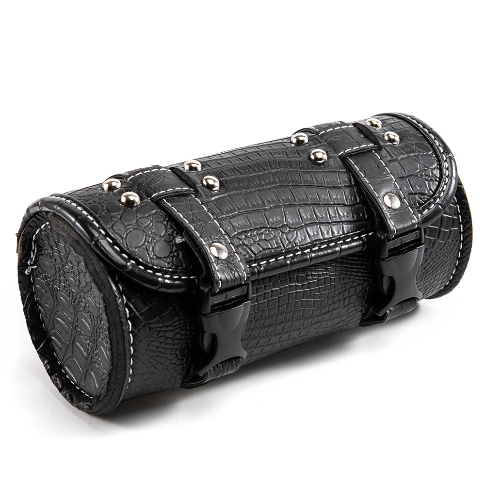 Сумка кожаная для седла Harley Sportster Chopper Bobber Cruiser Dyna Softail Saddlebag Leather Saddle Luggage PU Bags Front Fork Tool Bag toolbag on.