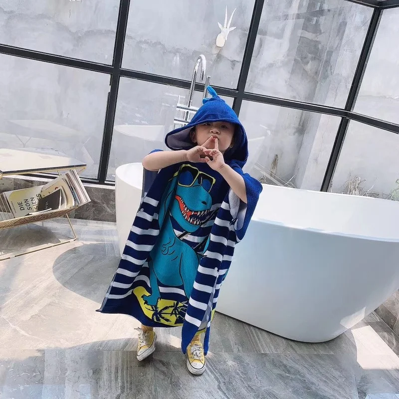

Children's Large Wearable Absorbent Cartoon Formaldehyde-free Bathroom Large Microfiber Towel Beach Cape Hooded Bath Towel