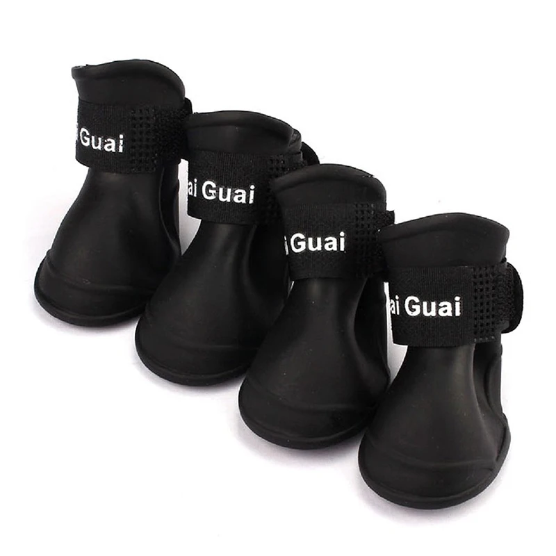 

4 pieces Dog Rain Boots Waterproof Shoes Accessories Pet Dog Medium Size Black