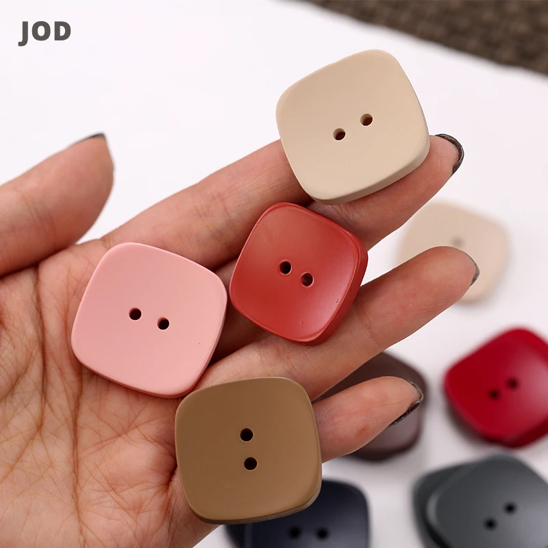 6pcs 2 Holes Square Buttons For Clothing Coat Craft Plastic Sewing Resin Button Baby kids Suit Garments 20mm 25mm Needlework JOD