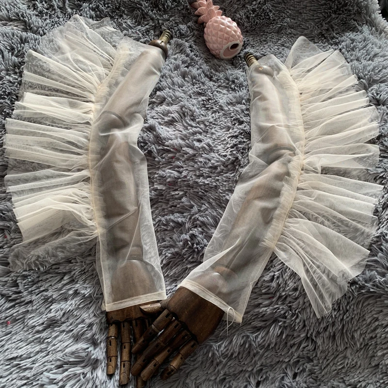 5 цветов модные пушистые сетчатые рукава женские перчатки феи с кружевными