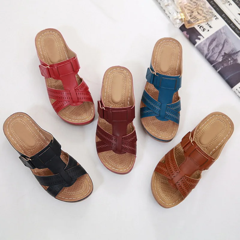 

Drop Shipping 2021 Women's Summer Open Toe Comfy Sandals Super Soft Premium Orthopedic Low Heels Walking Sandals