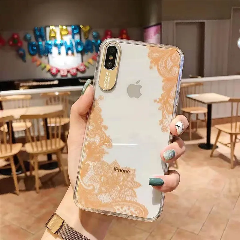 В стиле ретро с кружевом Жесткий для задней панели чехол Apple IPhone Xs Max мобильный