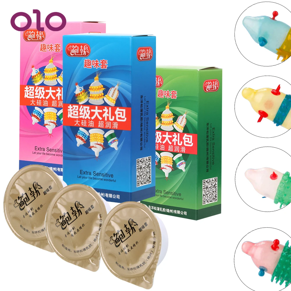 

OLO 6pcs/set Penis Sleeve Stimulating Spike Condom Adult Products Safe Contraception G-Spot Vagina Sex Toys For Men Random Color