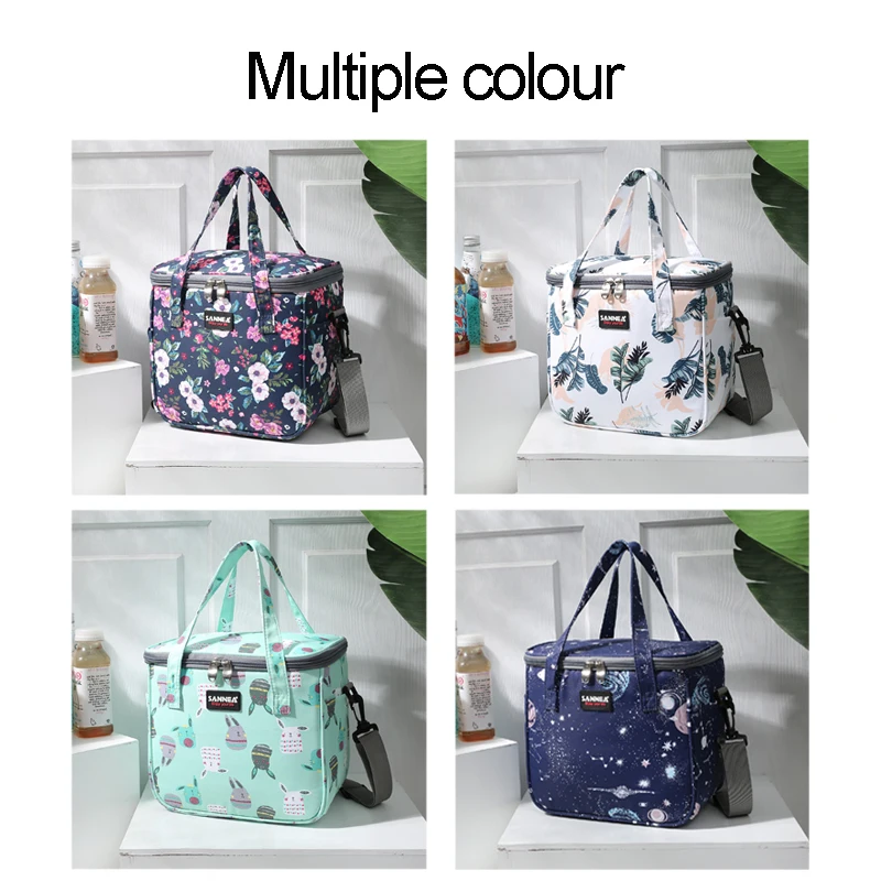 7L Floral Picnic Bag Fashion Thermal Food Picnic Lunch Bag for Women Milk Beer Cooler Lunch Box Portable Multifunction lunch Bag images - 6