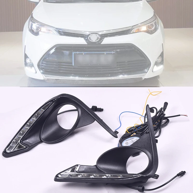 

2Pieces Car LED Daytime Running Lights 12V for Toyota Corolla Levin 2017 2018 LED Daylight Fog Lamp Covers DRL White Yellow Blue