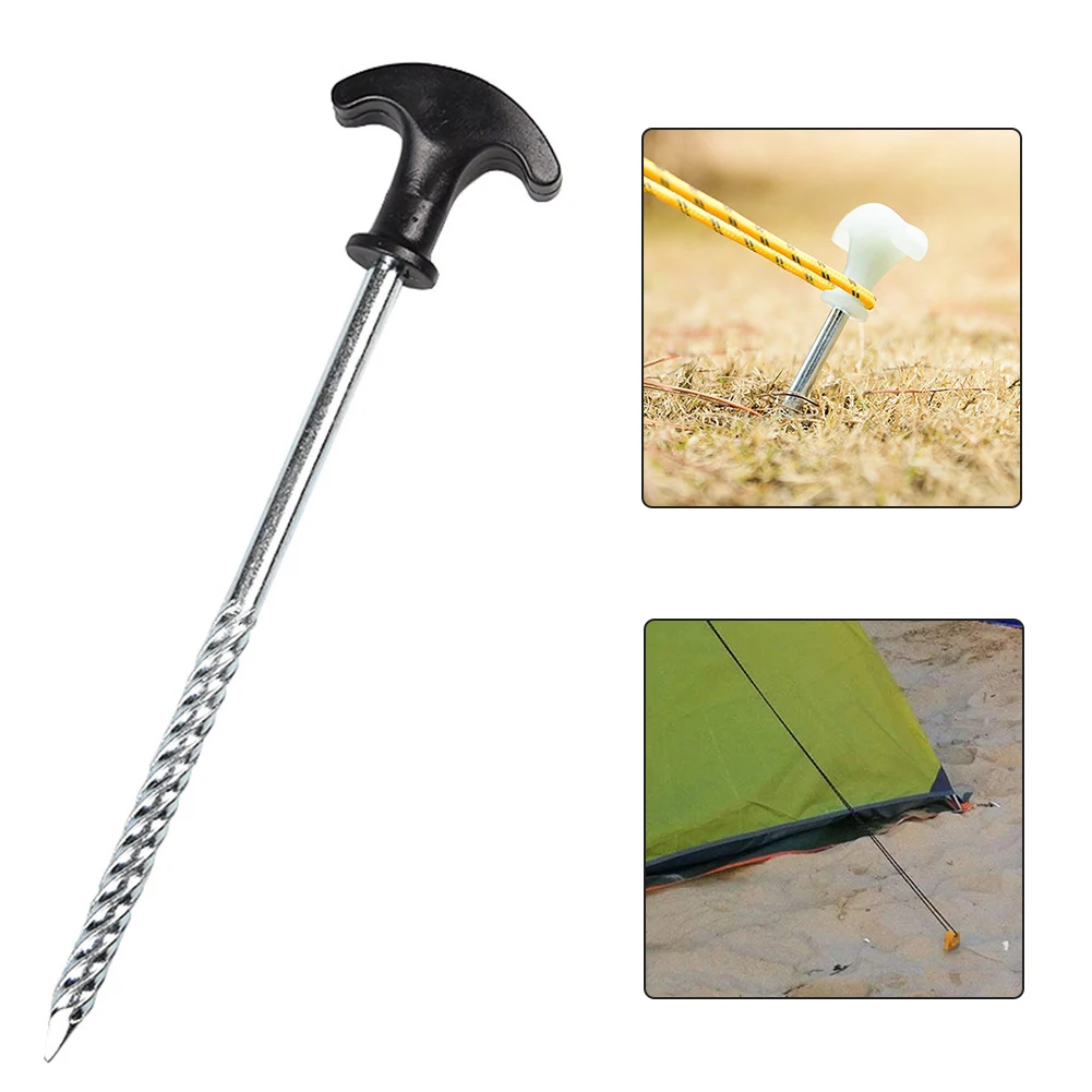 

10PCS T-Pegs Set Heavy Duty Galvanized Iron Fishing Camping Tent Threaded Nails Tools For Outdoor Camping Fishing Travel Tent