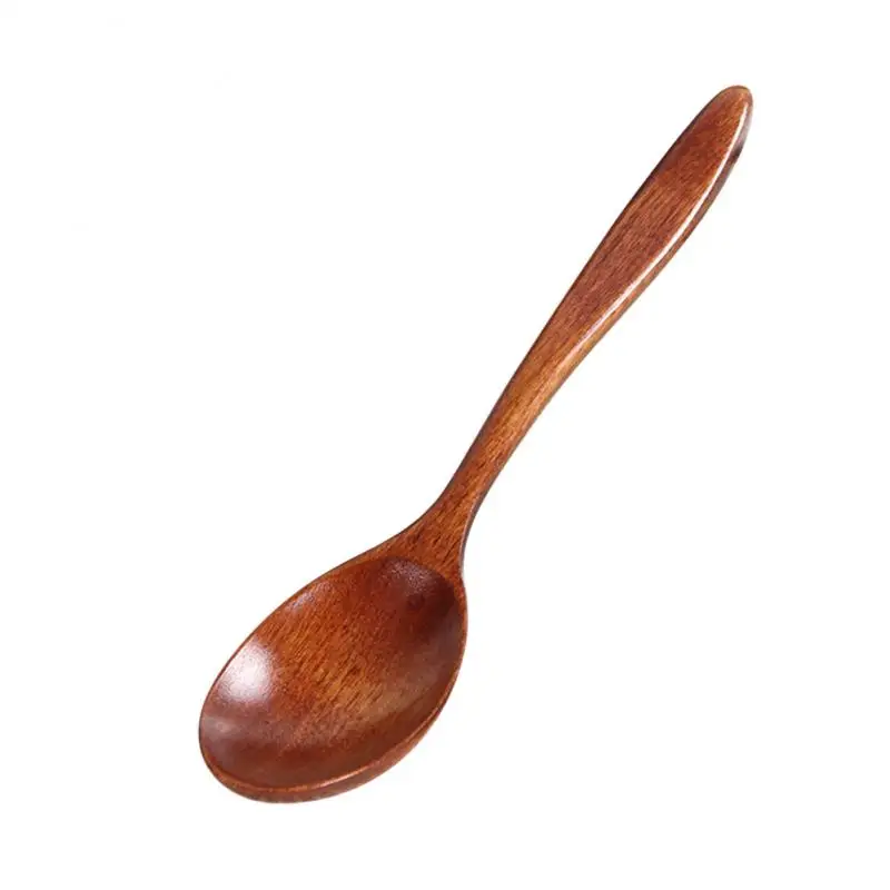 

New Long Spoons Wooden Korean Style 18cm 100% Natural Wood Long Handle Round Spoons for Soup Cooking Mixing Stirrer Dropshipping