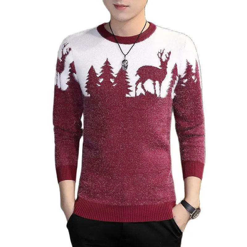 

Sweater Oversize，Sweaters，Men's Coat，Men Autumn And Winter Round Neck Sweater, Comfortable Loose Knitwear, Fashion Bottom Shirt