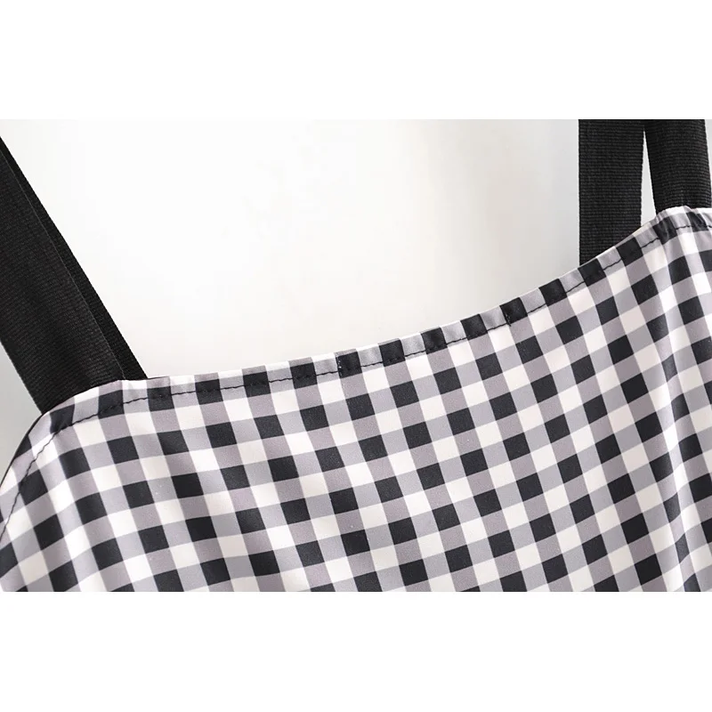 

Fashion Za Women's dress 2020 Plaid Print Chic Slash Neck Sleeveless Casual Loose Dresses Female Ladies Vestidos