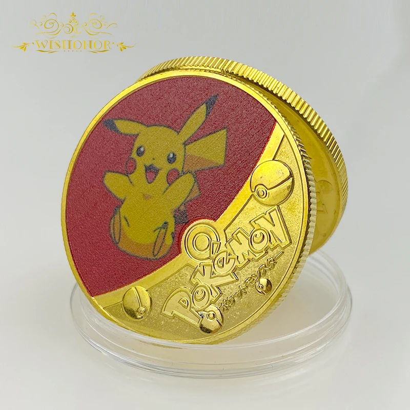 

Nice 10 Stypes Pocket Cute Animals Anime Monsters Gold Plated Coins Collectibles Japanese Commemorative Gift