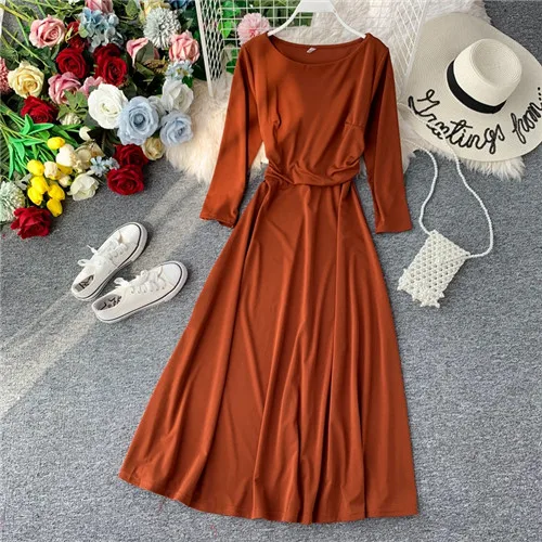 Винтажное тонкое осеннее длинное платье миди весенние вечерние платья vestido de festa Женские повседневные 3/4 рукава А-силуэта элегантные ретро платья - Цвет: qiao ke li