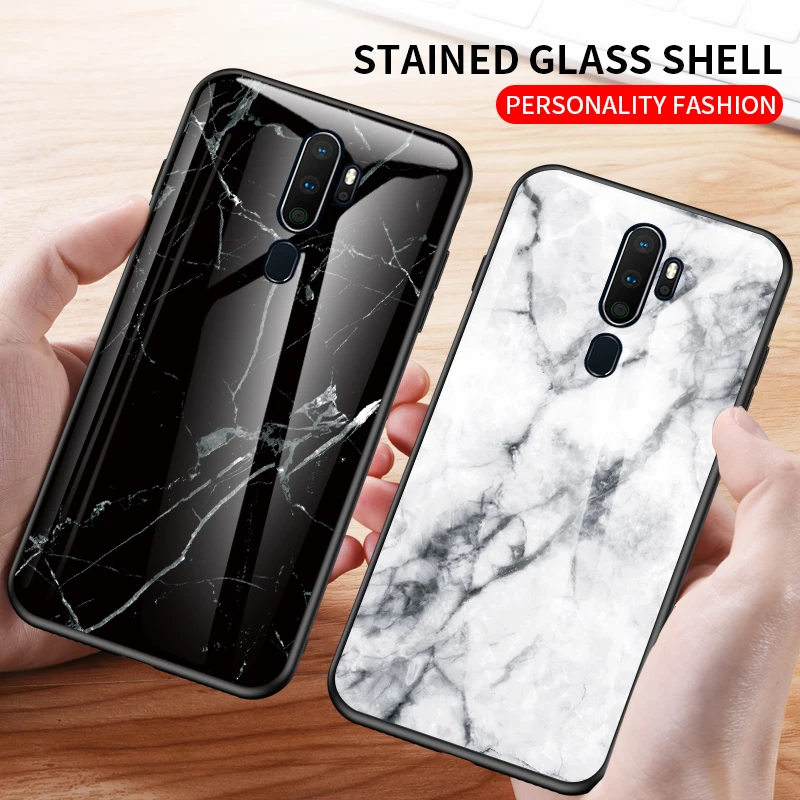 Для oppo A5 2020 чехол градиентный мрамор твердый закаленное стекло резиновый для A9 A11X