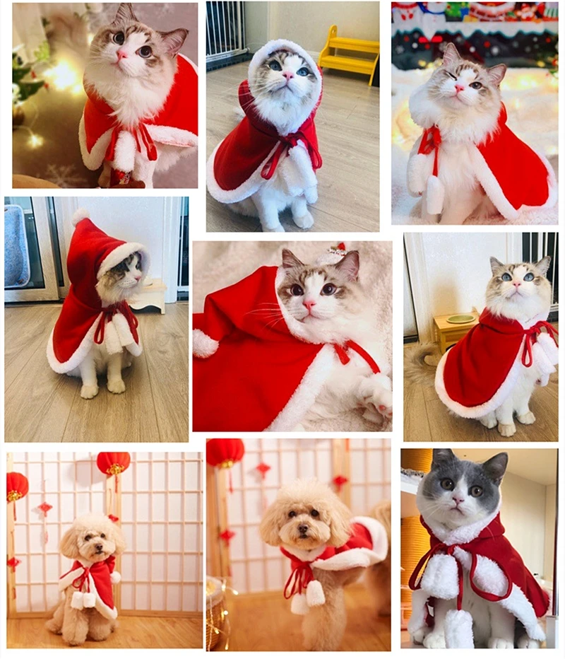 Рождественский костюм для собак, кошек, Забавный плащ, маскировка на Хэллоуин, одежда для кошек, новогодний костюм для маленьких собак, реквизит для фотосессии, аксессуары
