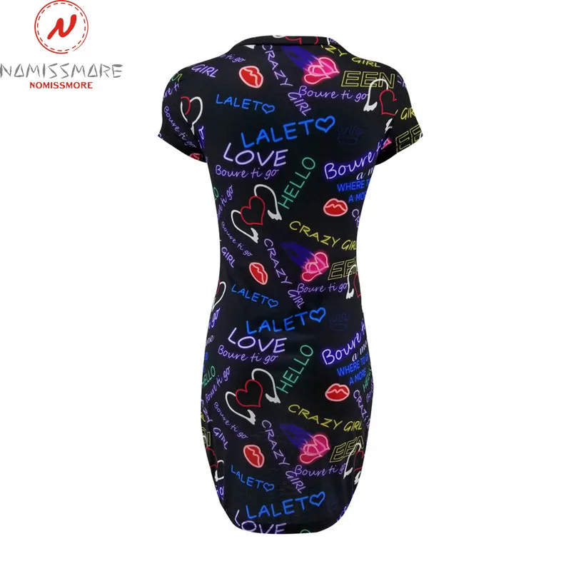 Элегантное женское платье принт с английскими буквами модное летнее Мини Платье