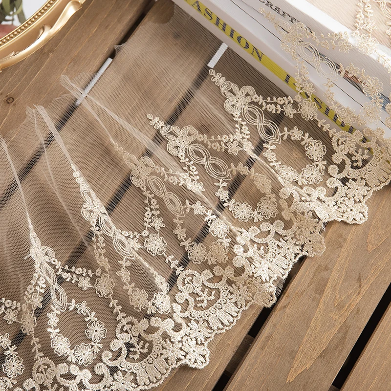 Золотые кружевные ленты шириной 22 см для украшения искусственная тюль шитье 1