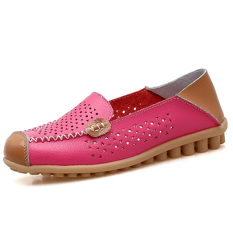 Женские мокасины на мягкой резиновой подошве кожаные лоферы размера плюс