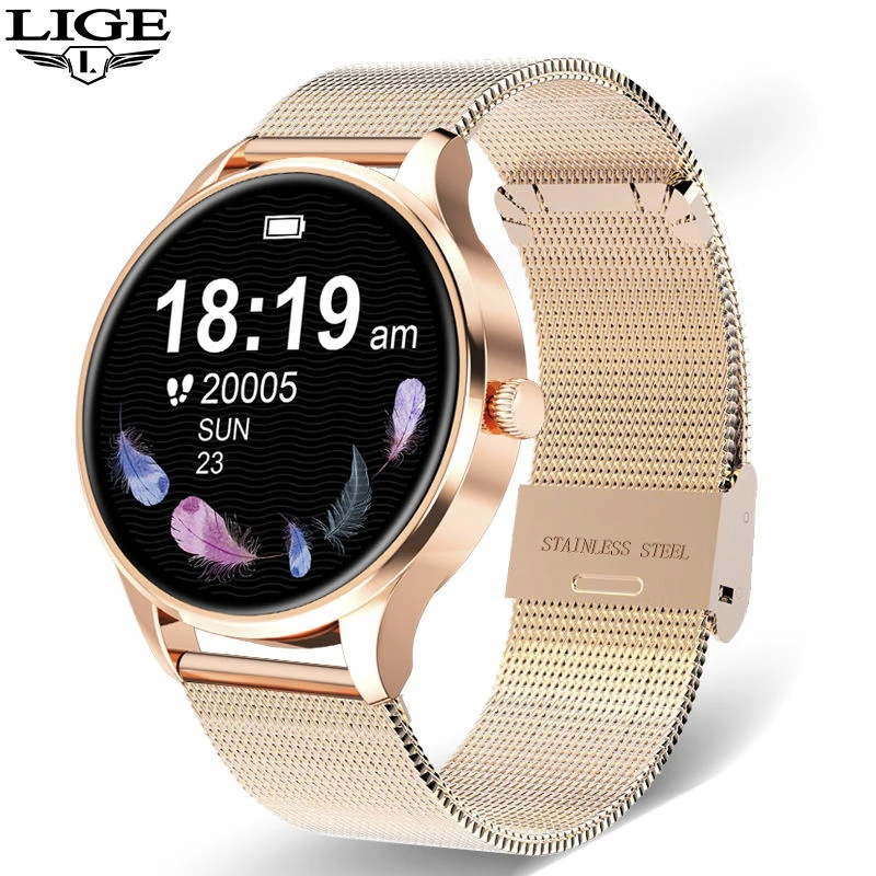 

LIGE Ladies Fashion Smart Watch Heart Rate Blood Pressure Monitoring Call Reminder Custom Dial IP68 Waterproof Women Smartwatch