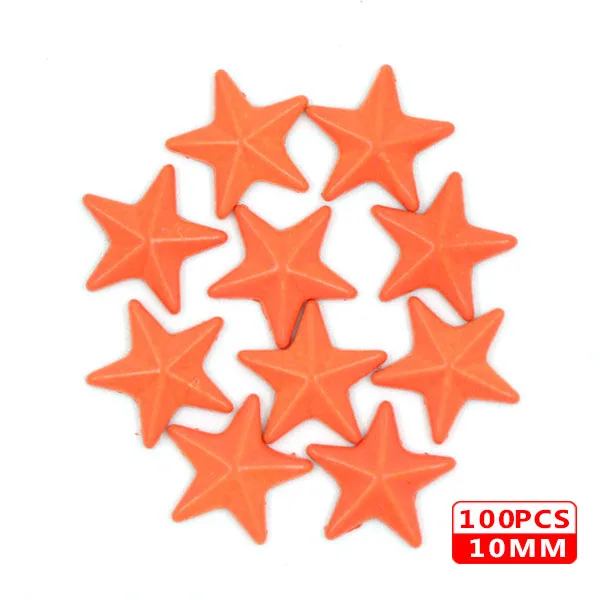 10MM Star Orange 100 шт Горячая фиксация шпильки медь звезда квадратный череп стразы железные заклепки для одежды металлические заклепки DIY панк аксессуары для одежды - Цвет: 10MM Star Orange
