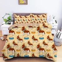 cartoon pet dog bedding set kawaii shiba inu bulldog bed quilt cover 3d print home textile duvet cover for bedroom bedspread