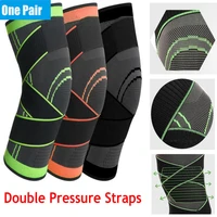 1 pair self adhesive bandages football shin protector adult airsoft knee pads double pressure straps guards sports entertainment