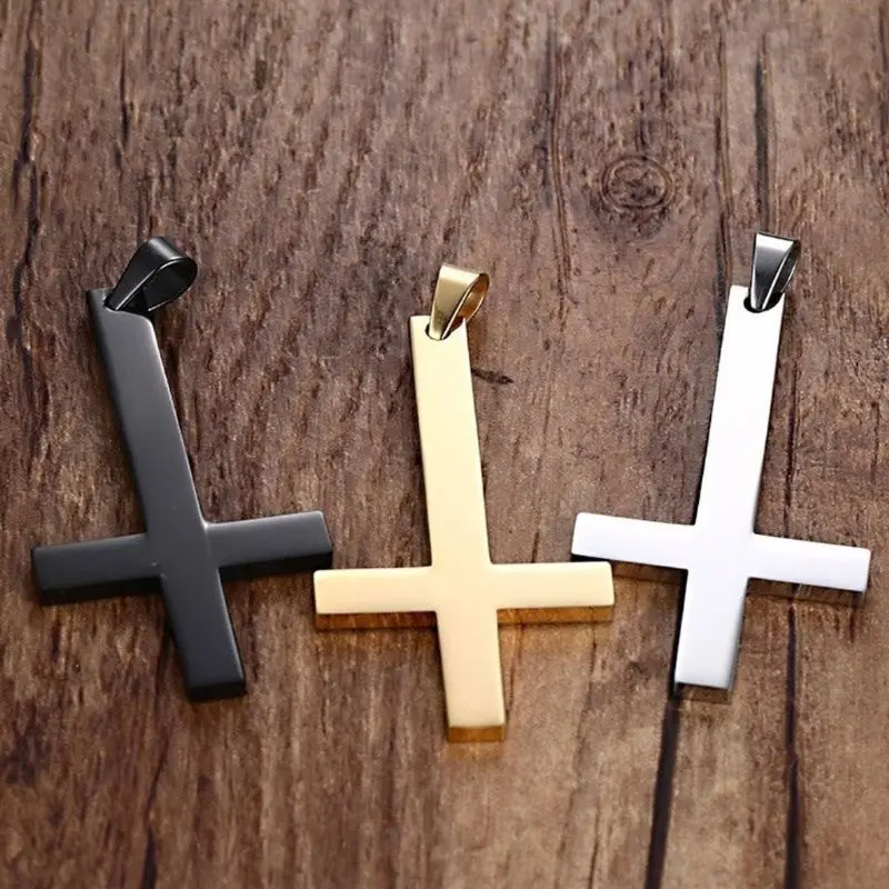 1PC Dainty Stainless Steel Upside Down Cross Necklace for Men Inverted Pendant with Chain Fashion Jewelry 3 Colors | Украшения и