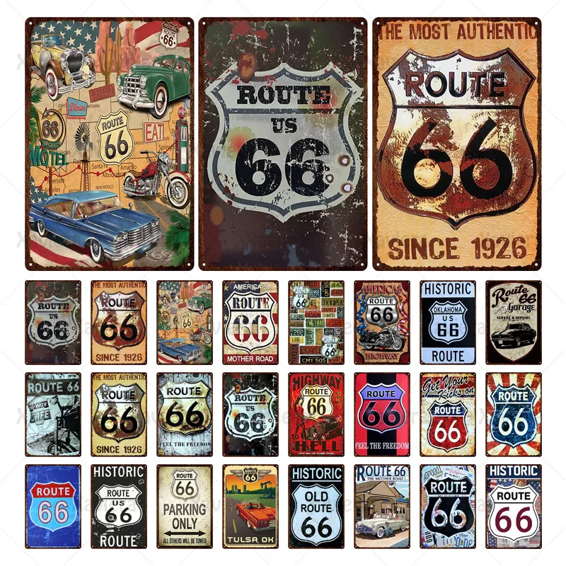 Route 66 металлическая фотосессия Жестяная Табличка для мотоцикла настенный плакат