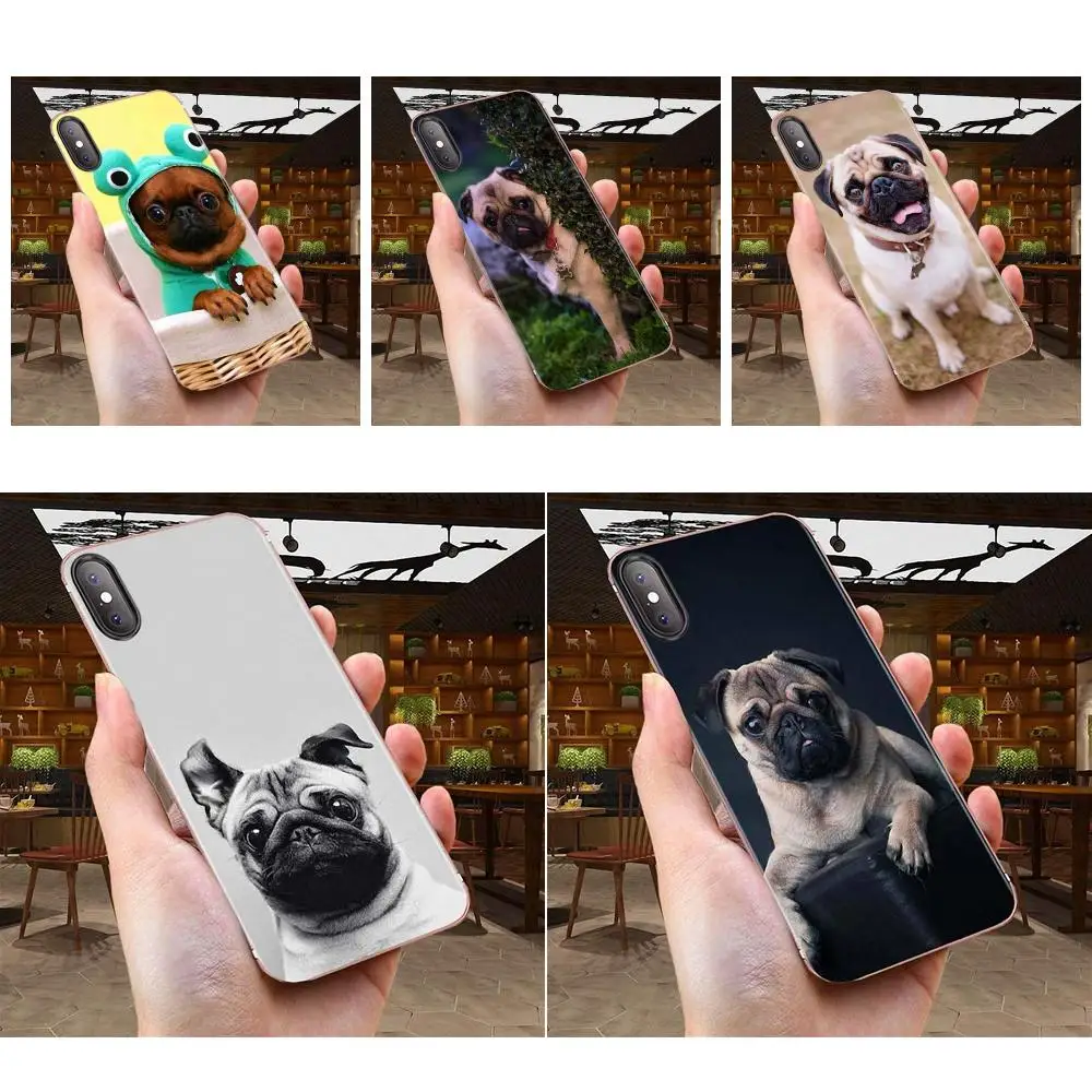 Для HTC Desire 530 626 628 630 816 820 830 One A9 M7 M8 M9 M10 E9 U11 U12 Life Plus кожаные гибридные щенки Мопсы |