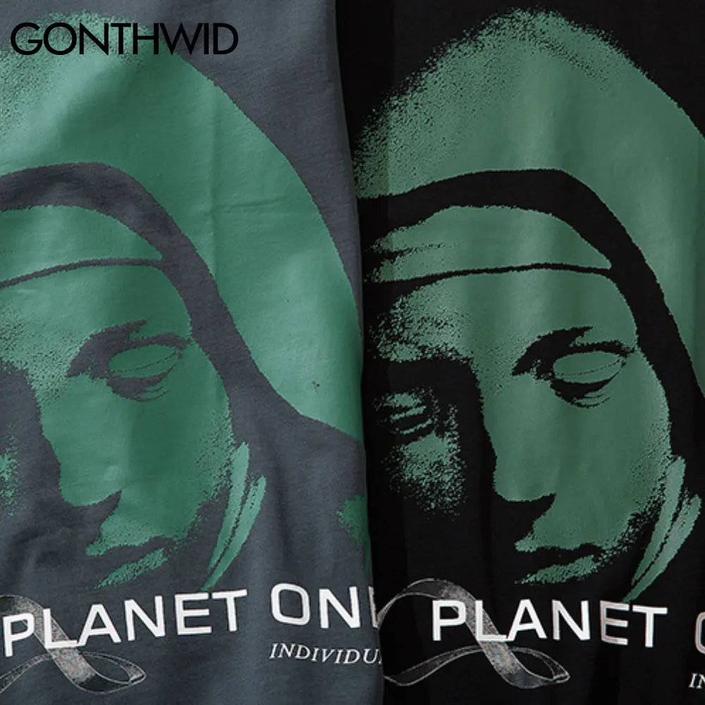 

GONTHWID Tees Shirts Streetwear Harajuku Hip Hop Graffiti Human Print Short Sleeve T-Shirts Men Cotton Fashion Casual Tops Male