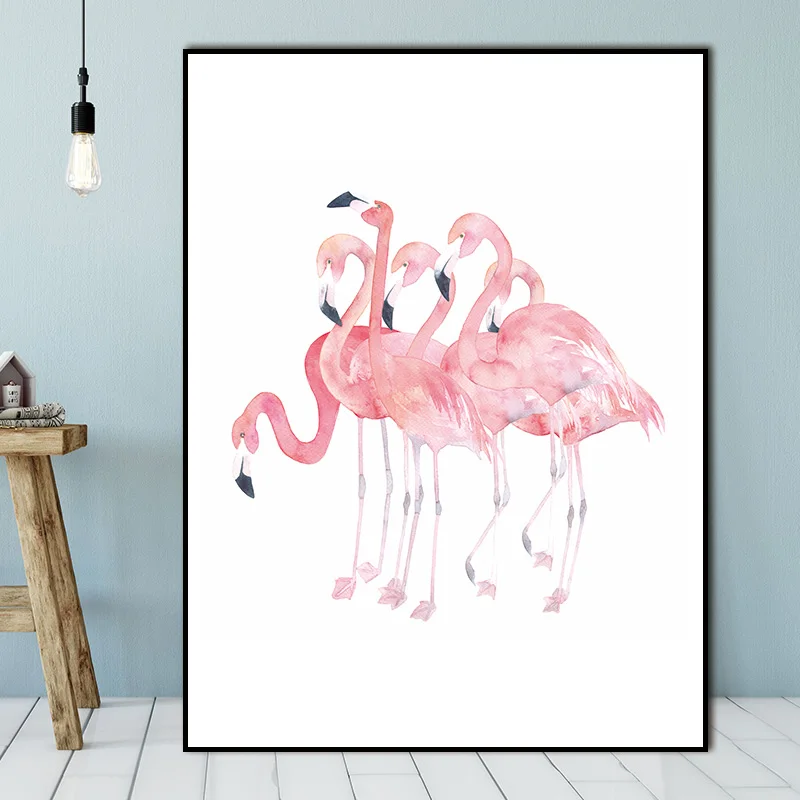 Conisi акварельный Фламинго Картина на холсте для стены скандинавские животные