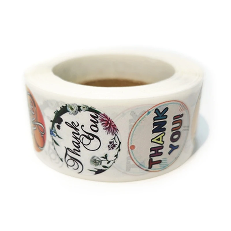 

500pcs 8 Styles Thank You Stickers Round Seal Label for Small Shop Wedding Gift Package Box Envelope Decoration