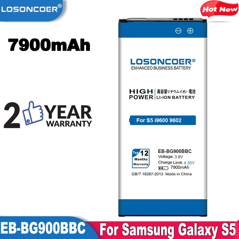 LOSONCOER 7900mAh EB-BG900BBC для оригинальной батареи Samsung S5 i9600 I9602 I9605 G900F G900T G9008 G900 G9009D |
