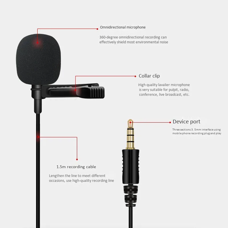 Профессиональный микрофон для телефона портативный мини стерео HiFi качественный