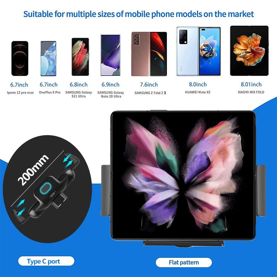 Беспроводное Автомобильное зарядное устройство 15 Вт складной экран держатель