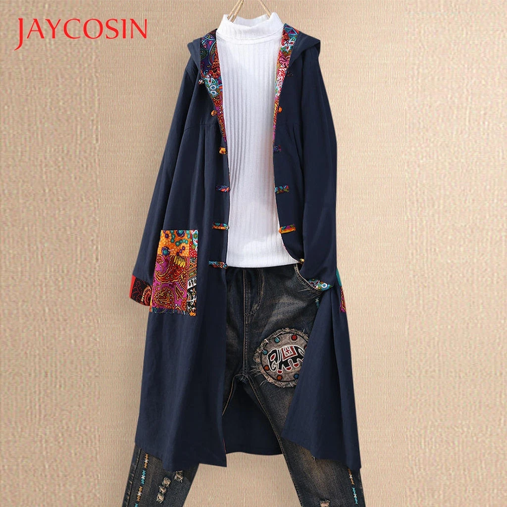 Женский свободный кардиган JAYCOSIN большого размера длинное пальто с вышивкой